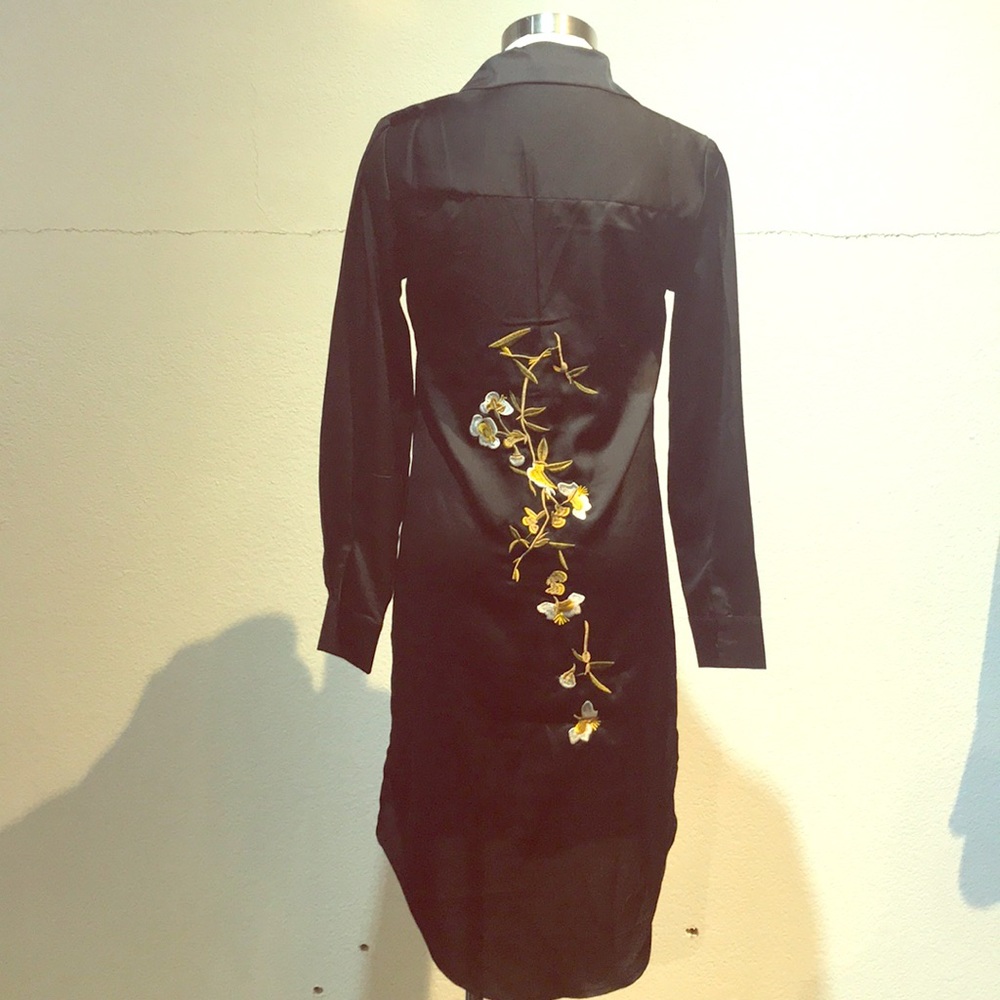 Silk button up collared shirt dress
